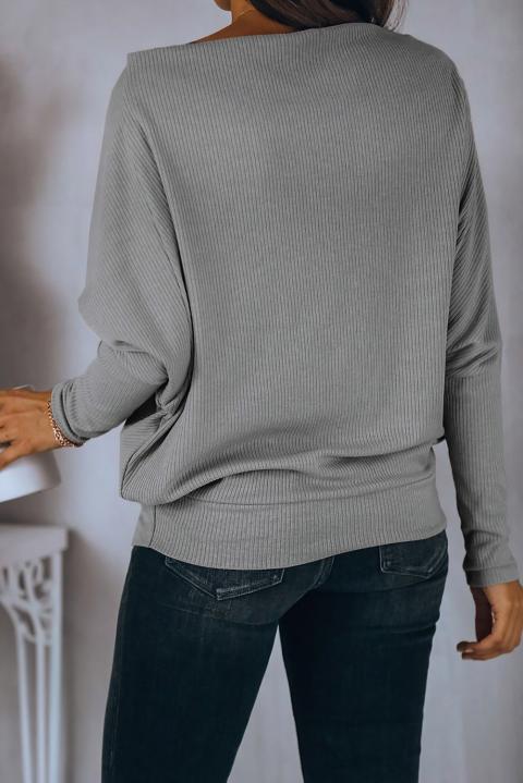 Elegantna široka majica s lađa izrezom i širokim rukavima Danica, siva