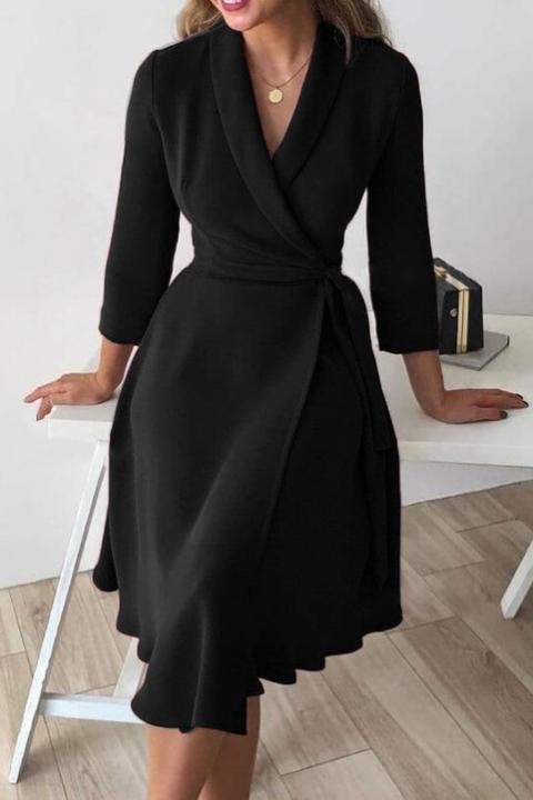 Elegantna haljina na preklop i 3/4 rukavima Imogena, crna