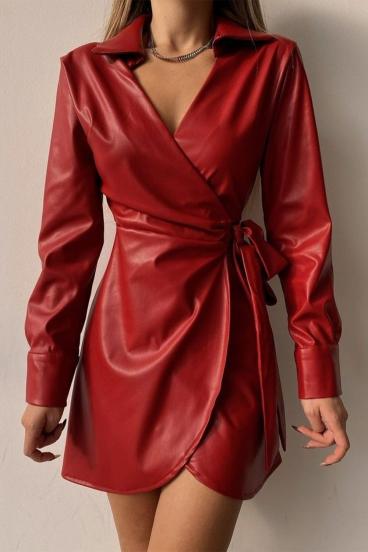 Elegantna mini haljina od umjetne kože Pellita, crvena