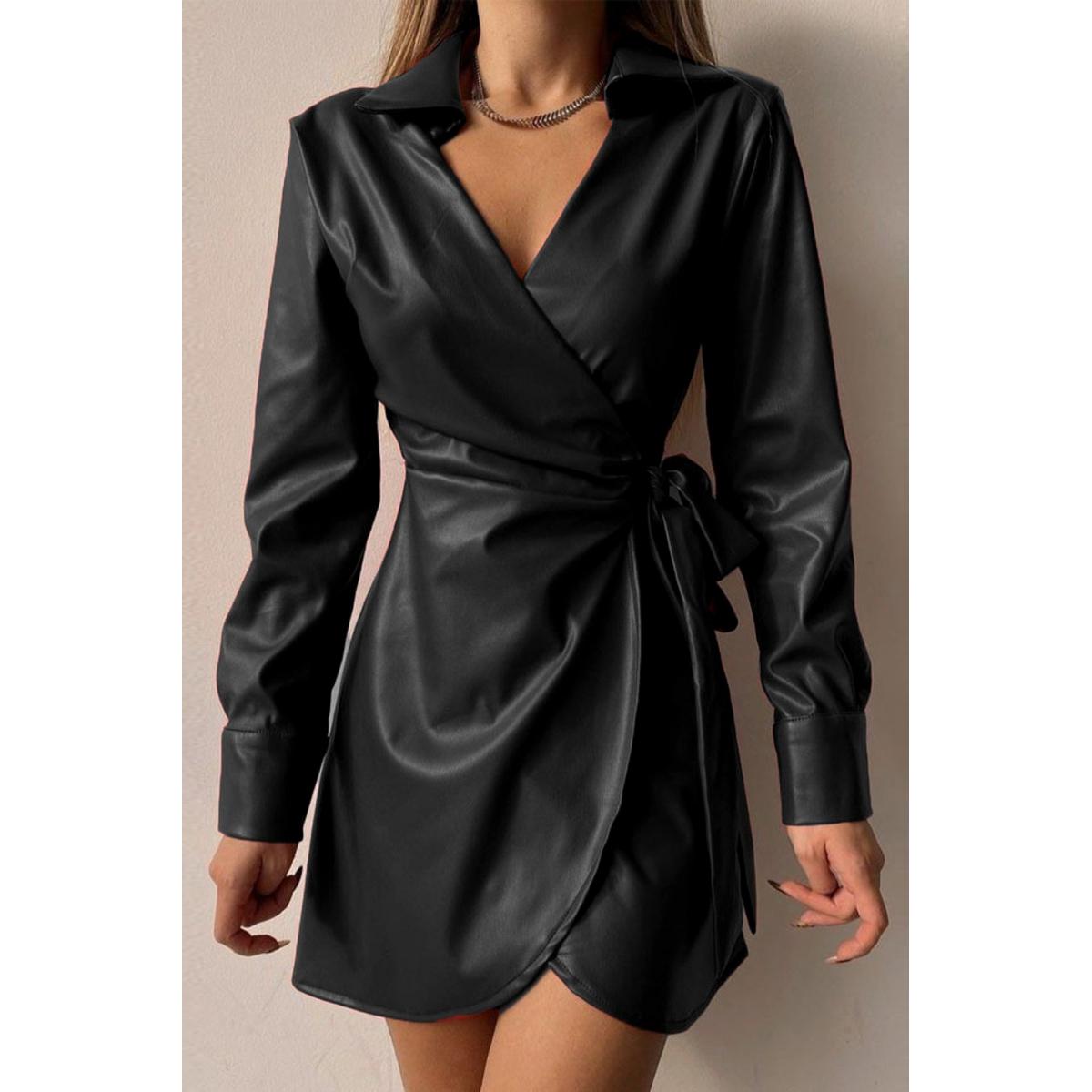 Elegantna Mini Haljina Od Umjetne Kože Pellita, Crna
