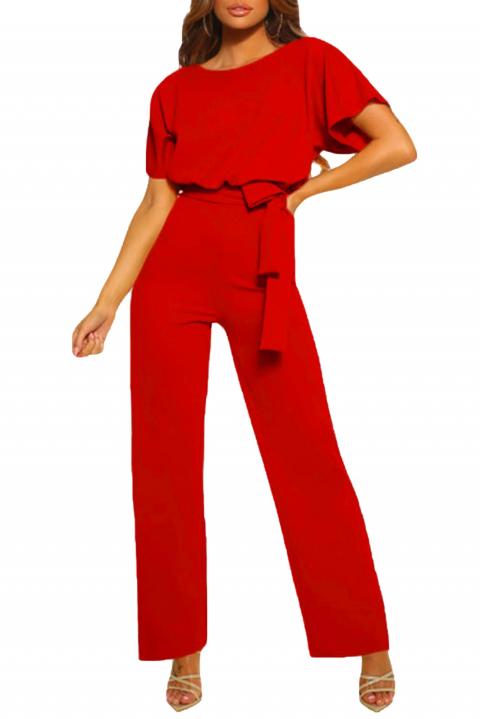 Moderni kombinezon sa širokim dugim hlačama i kratkim rukavima Nelia, crvena