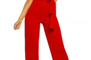 Moderni kombinezon sa širokim dugim hlačama i kratkim rukavima Nelia, crvena