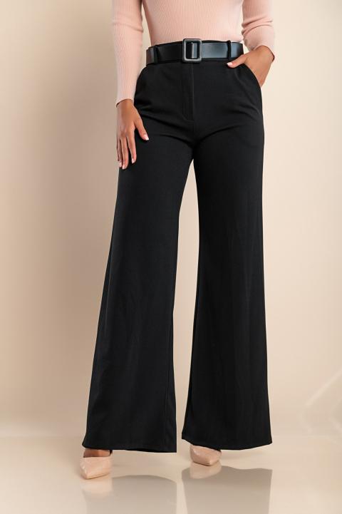 Elegantne duge hlače sa remenom Solarina, crne