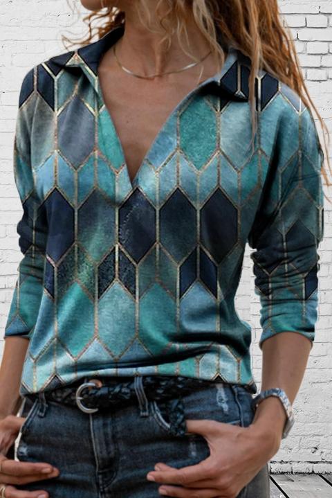 Elegantna bluza dugih rukava s modernim uzorkom Norah, svijetloplava
