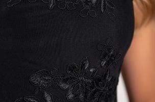Elegantna haljina s okruglim vratnim izrezom i pletenim detaljima Dilana, crna