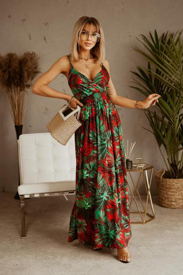 Elegantna maxi haljina sa uzorkom Levanza, crvena
