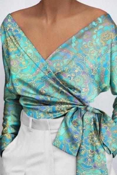 Elegantna bluza s uzorkom Roveretta, svijetloplava