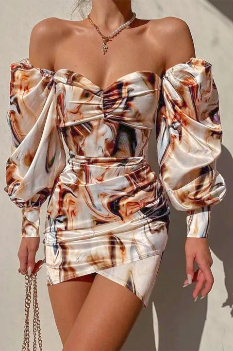 Elegantna mini haljina s uzorkom Giordanna, krem