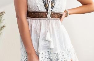 Mini ljetna haljina s čipkom Selfoss, bijela