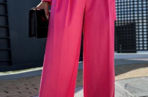 Elegantne duge široke hlače Agora, roza