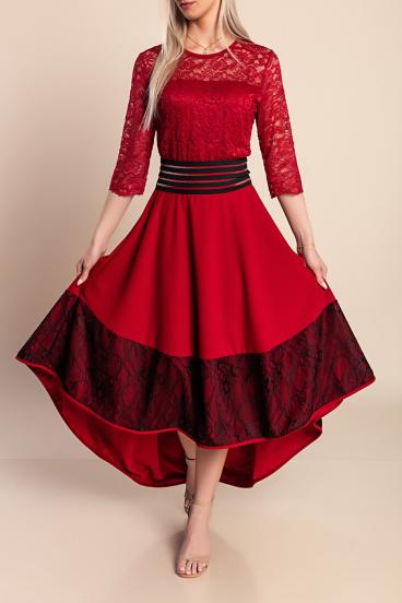 Elegantna haljina s čipkom Bianca, bordo