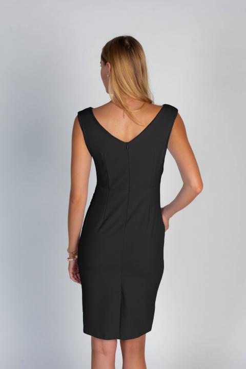 Elegantna mini haljina bez rukava s preklopljenim detaljima Montreal, crna