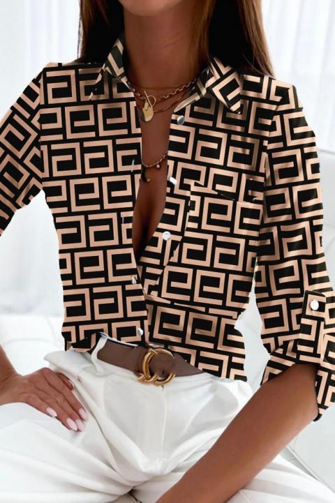 Elegantna bluza s uzorkom Lavlenta, crno-krem