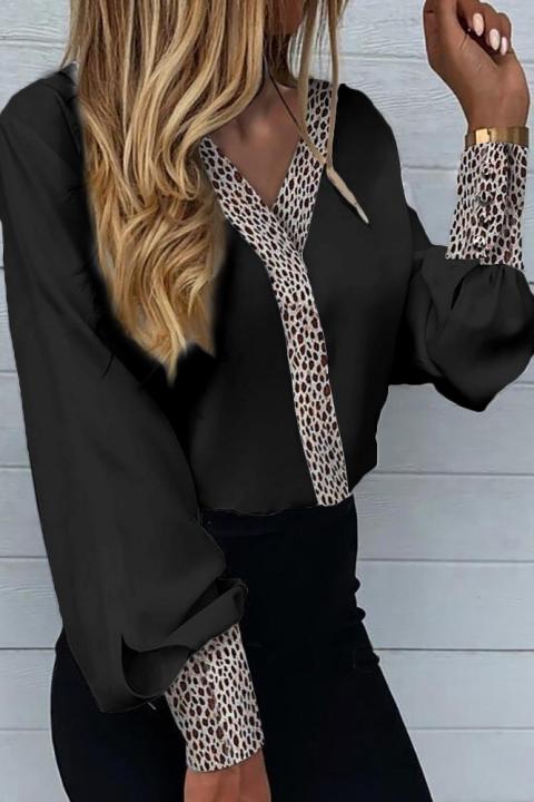 Elegantna bluza s leopard uzorkom Polina, crna