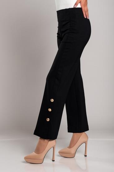 Elegantne hlače s gumbima, crne