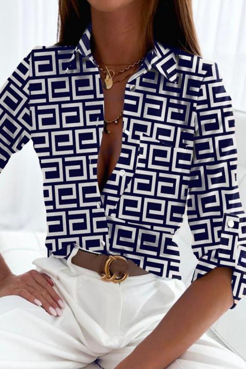 Elegantna bluza s uzorkom Lavlenta, tamnoplava