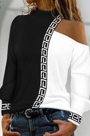 Majica s uzorkom Nelyna, crno-bijela