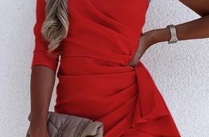Elegantna mini haljina s volanima Ricaletta, crvena