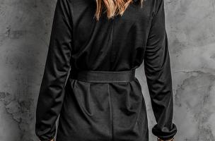 Elegantna mini haljina s širokim rukavima i vrpcom Ortona, crna
