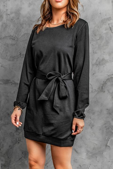 Elegantna mini haljina s širokim rukavima i vrpcom Ortona, crna