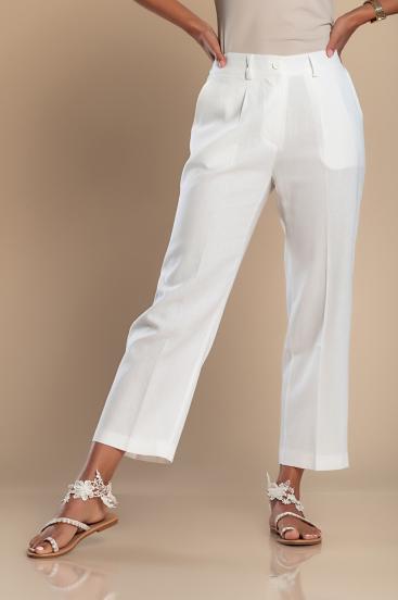 Elegantne lanene hlače, bijele