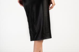 Suknja od umjetne kože s visokim strukom i prorezom Maracana, crna