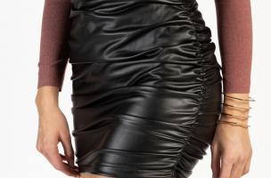 Uska mini suknja od umjetne kože Ginerve, crna