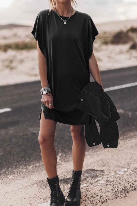 Mini haljina sa širokim rukavima, crna