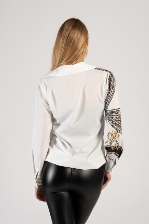 Elegantna bluza od umjetnog satena s uzorkom Rustica, bijela