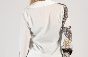 Elegantna bluza od umjetnog satena s uzorkom Rustica, bijela