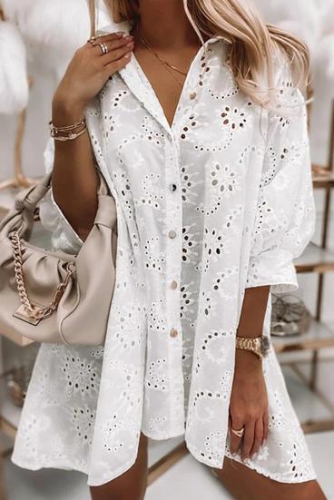 Mini haljina s vezom na rupe, bijela