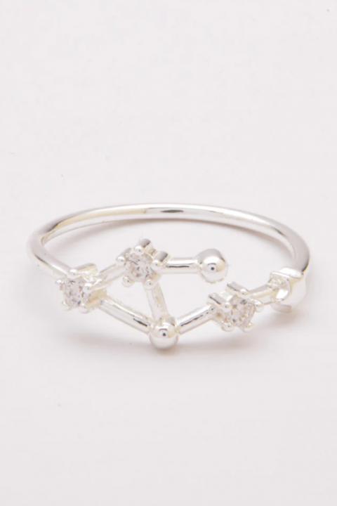 Srebrni prsten sa ukrasnim dijamantima, srebrna boja