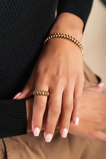 Set narukvice i prstena, zlatna boja