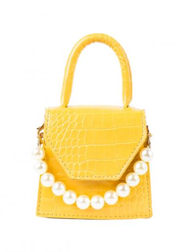 Mala torbica s ukrasnim perlama, ART814, žuta