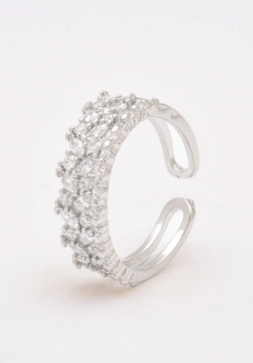 Prsten sa kamenčićima, ART568, srebrne boje