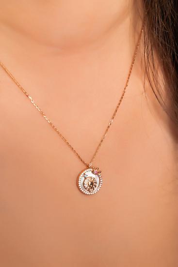 Ogrlica s privjeskom, LEO, ružičasto zlato