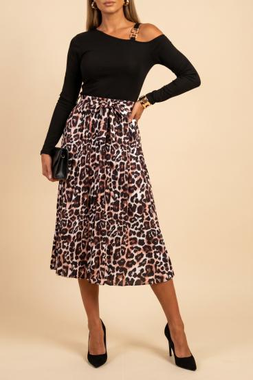 Midi haljina s uzorkom leoparda, crna