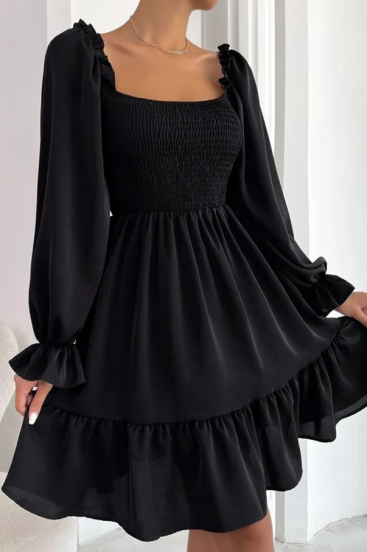 Mini haljina s volanima, crna