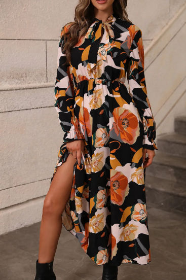 Maxi haljina s cvjetnim uzorkom, narančasta