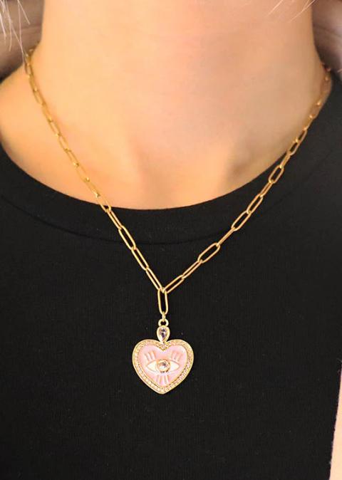 Ogrlica sa privjeskom u obliku srca, zlatne boje.