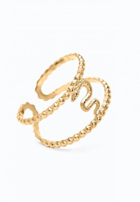 Elegantan prsten sa motivom zmije, zlatne boje.