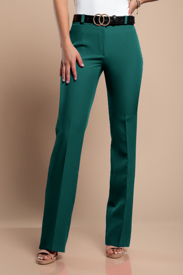 Elegantne duge hlače ravnog kroja, zelene boje