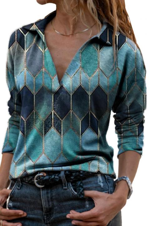Elegantna bluza dugih rukava s modernim uzorkom Norah, svijetloplava