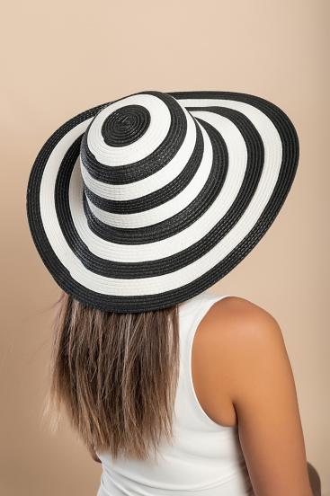 Modni šešir s prugastim printom, crni