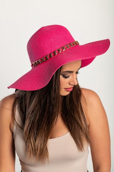 Modni šešir s ukrasnim lančićem, roza