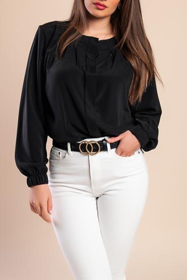 Elegantna košulja s okruglim izrezom, crna