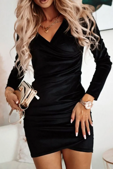 Mini haljina od umjetnog baršuna, crna