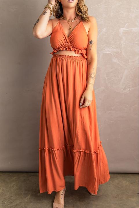Elegantna haljina s volanima Gaucha, narančasta