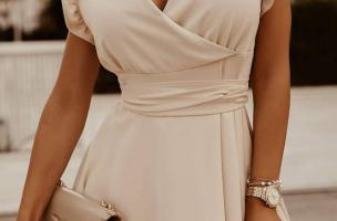 Elegantna mini haljina s volanima Favinna, bež