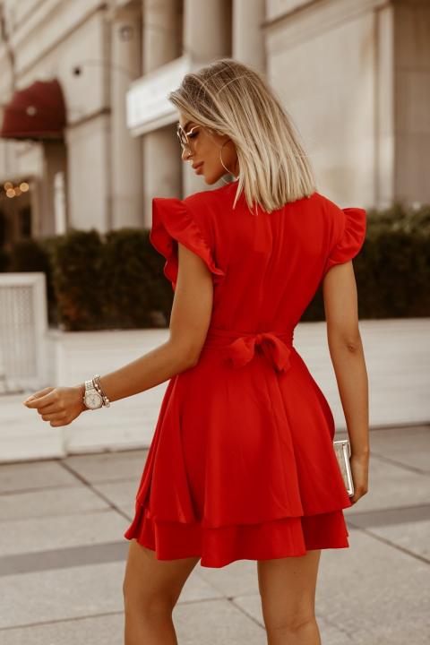Elegantna mini haljina sa volanima Favinna, crvena